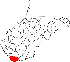 Map of Va: McDowell County