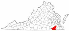 Map of Va: Southampton County